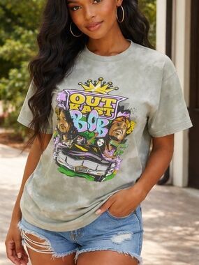 OutKast B.O.B. Graphic TShirt Mens Small Gray Washed Hip Hop Rap Tee 100% Cotton